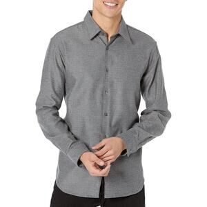 Theory Men’s Cotton XXL lightweight Collar flannel shirt Gray A004127